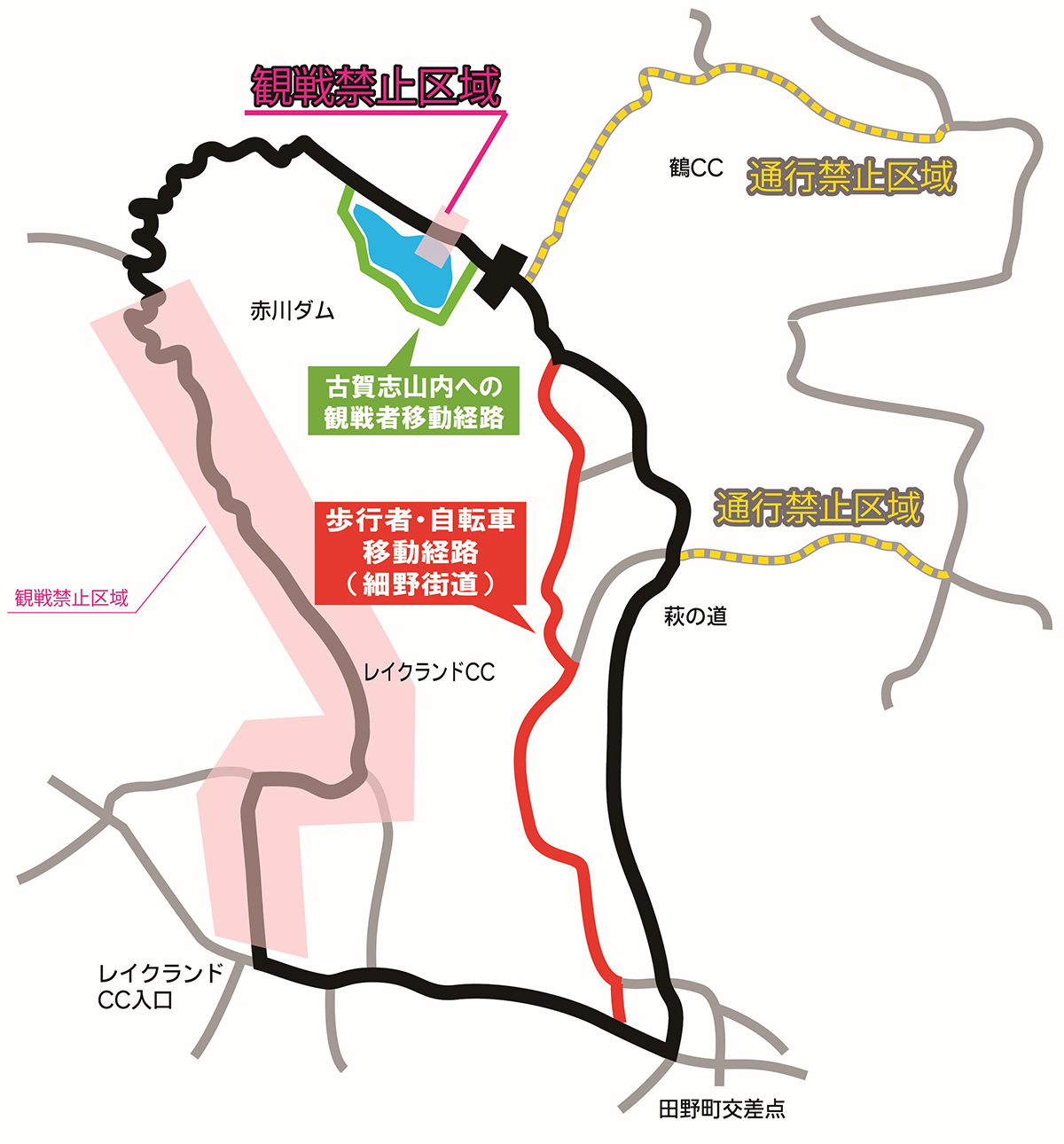 2019ロードレース 歩行者・自転車移動経路 案内図