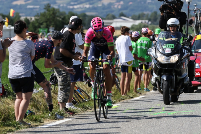ツール・ド・フランス2015第16ステージで勝利したルーベン・プラサ（スペイン）らが所属するランプレ・メリダ